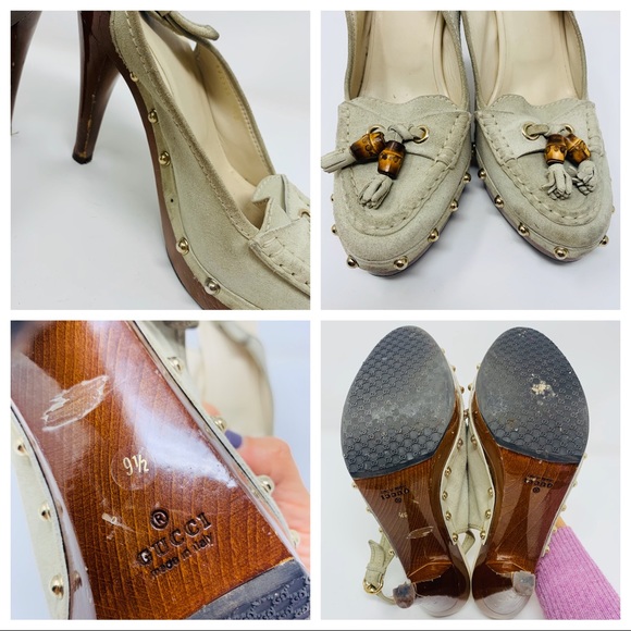 Authentic Gucci Suede Slingback Platform Heels - Picture 7 of 7